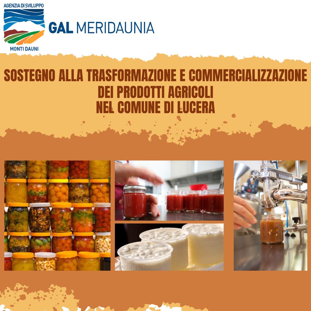 Bando Trasformazione e Commercializzazione dei Prodotti Agricoli nel Comune di Lucera 